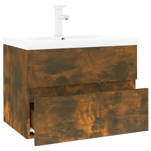 Ormarić s ugrađenim Lavabo - Umivaonikom boja dimljenog hrasta drveni - Dimljeni hrast 60 x 38.5 x 45 cm bez slavine i odvoda Cijena