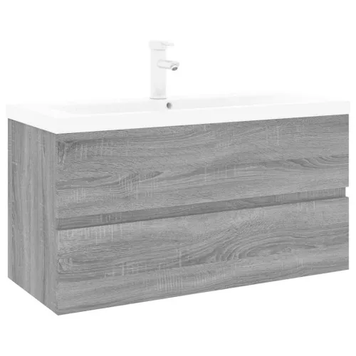 Ormarić s ugrađenim Lavabo - Umivaonikom boja sivog hrasta sonome drveni - Sivi hrast sonoma 90 x 38.5 x 45 cm sa slavinom i odv Cijena
