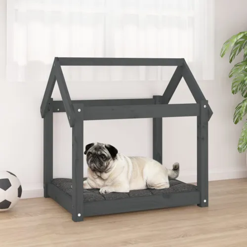 Krevet za pse sivi 71 x 55 x 70 cm od masivne borovine - Siva 71 x 55 x 70 cm Cijena