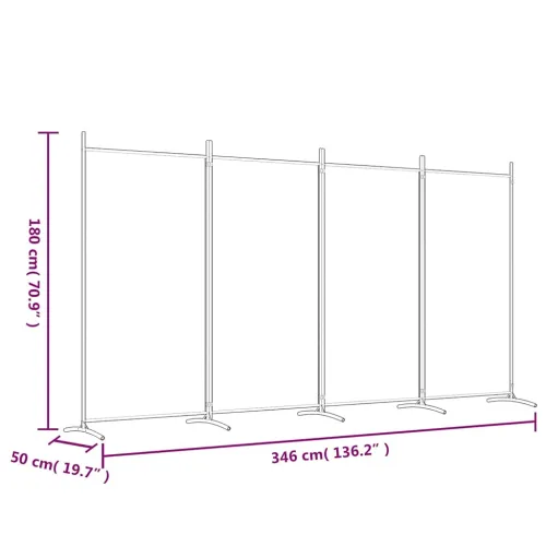 Paravan - Sobna pregrada s 4 panela bijela 346 x 180 cm od tkanine - Bijela 346 x 180 cm Cijena