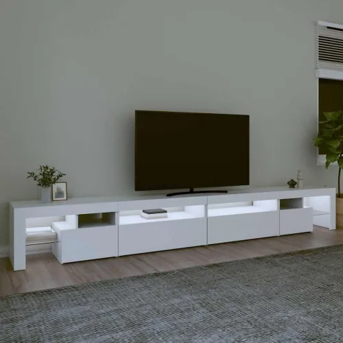 TV ormarić s LED svjetlima bijeli 290x36,5x40 cm - Bijela 3 290 cm Bijela Cijena