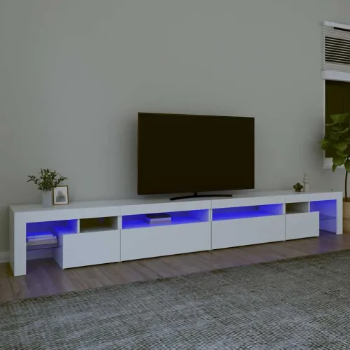 TV ormarić s LED svjetlima bijeli 290x36,5x40 cm - Bijela 3 290 cm Bijela Cijena