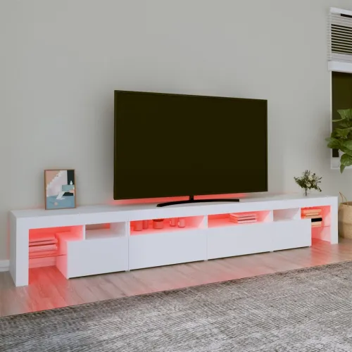TV ormarić s LED svjetlima bijeli 260 x 36,5 x 40 cm - Bijela 3 260 cm Bijela Cijena