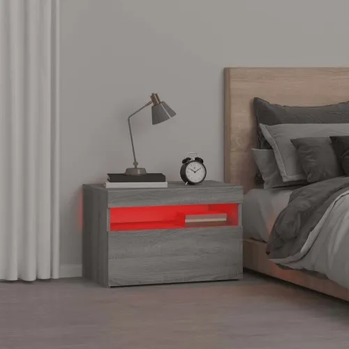 Noćni ormarić s LED svjetlima boja hrasta sonome 60x35x40 cm - Sivi hrast sonoma 1 Cijena