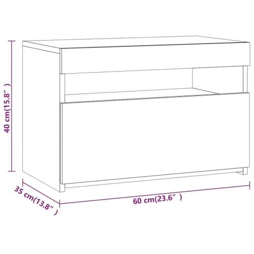 Noćni ormarić s LED svjetlima boja hrasta sonome 60x35x40 cm - Sivi hrast sonoma 1 Cijena