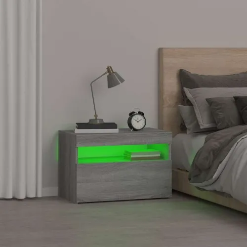 Noćni ormarić s LED svjetlima boja hrasta sonome 60x35x40 cm - Sivi hrast sonoma 1 Cijena