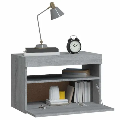 Noćni ormarić s LED svjetlima boja hrasta sonome 60x35x40 cm - Sivi hrast sonoma 1 Cijena