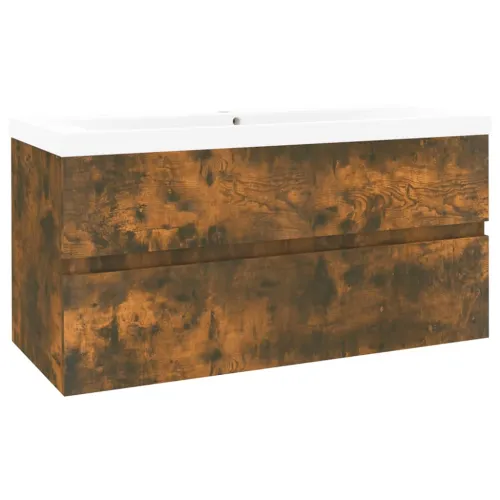 Ormarić s ugrađenim Lavabo - Umivaonikom boja dimljenog hrasta drveni - Dimljeni hrast 90 x 38.5 x 45 cm bez slavine i odvoda Cijena