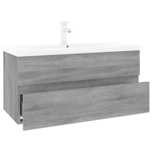 Ormarić s ugrađenim Lavabo - Umivaonikom boja sivog hrasta sonome drveni - Sivi hrast sonoma 90 x 38.5 x 45 cm bez slavine i odv Cijena
