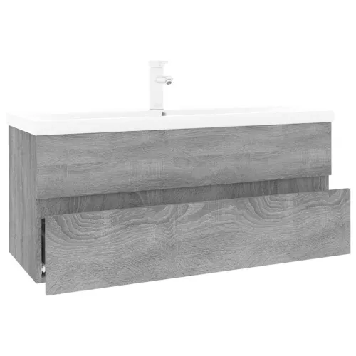 Ormarić s ugrađenim Lavabo - Umivaonikom boja sivog hrasta sonome drveni - Sivi hrast sonoma 100 x 38.5 x 45 cm bez slavine i od Cijena