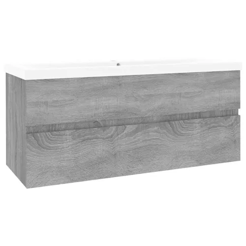 Ormarić s ugrađenim Lavabo - Umivaonikom boja sivog hrasta sonome drveni - Sivi hrast sonoma 100 x 38.5 x 45 cm bez slavine i od Cijena