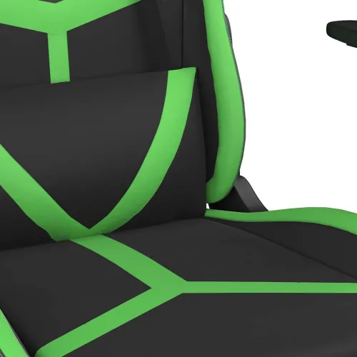 Masažna Gaming stolica s tabureom crno-zelena od umjetne kože - Crna i zelena Sa naslonom za noge Cijena