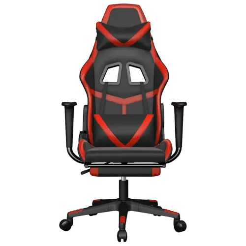 Masažna Gaming stolica s osloncem crno-crvena od umjetne kože - Crna i crvena Sa naslonom za noge Cijena