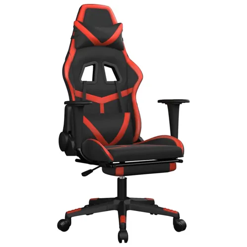 Masažna Gaming stolica s osloncem crno-crvena od umjetne kože - Crna i crvena Sa naslonom za noge Cijena