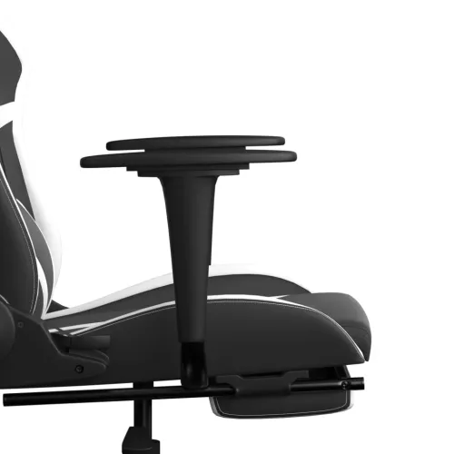Masažna Gaming stolica s osloncem crno-bijela od umjetne kože - Crno-bijelo Sa naslonom za noge Cijena