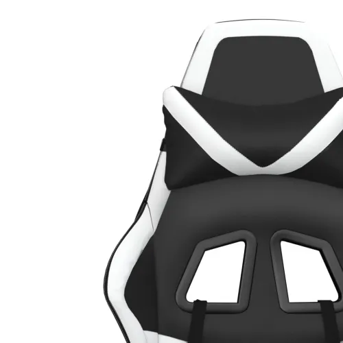 Masažna Gaming stolica s osloncem crno-bijela od umjetne kože - Crno-bijelo Sa naslonom za noge Cijena