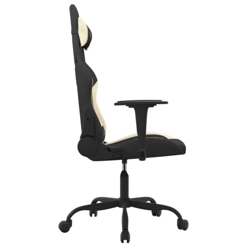 Gaming stolica od tkanine s osloncem za noge crna-krem - Crna i krem Sa naslonom za noge Cijena