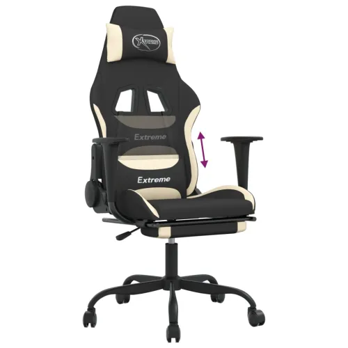 Gaming stolica od tkanine s osloncem za noge crna-krem - Crna i krem Sa naslonom za noge Cijena