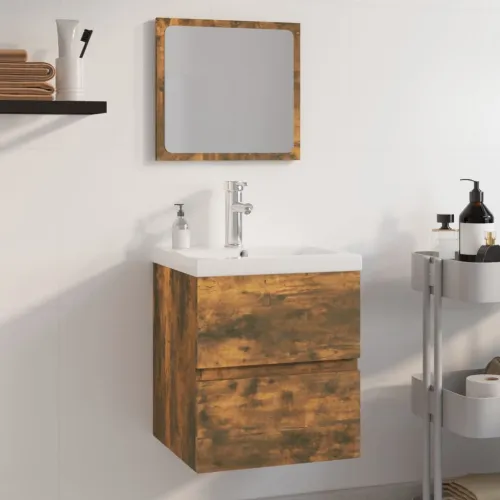 Set kupaonskog namještaja boja hrasta konstruirano drvo - Dimljeni hrast 41 x 38.5 x 45 cm sa slavinom Cijena