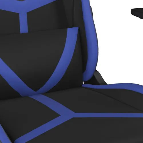 Masažna Gaming stolica s osloncem crno-plava od umjetne kože - Crna i plava Sa naslonom za noge Cijena