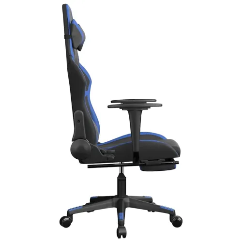 Masažna Gaming stolica s osloncem crno-plava od umjetne kože - Crna i plava Sa naslonom za noge Cijena