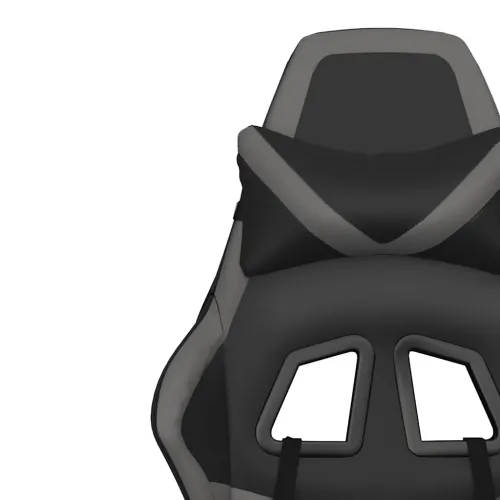 Masažna Gaming stolica i oslonac za noge crno-siva umjetna koža - Crna i siva Sa naslonom za noge Cijena