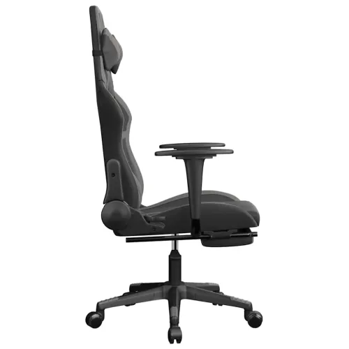 Masažna Gaming stolica i oslonac za noge crno-siva umjetna koža - Crna i siva Sa naslonom za noge Cijena