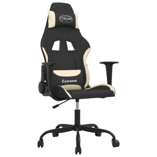 Gaming stolica od tkanine crna i krem - Crna i krem Bez naslona za noge Cijena