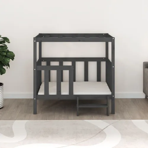 Krevet za pse sivi 105,5 x 83,5 x 100 cm od masivne borovine - Siva 105.5 x 83.5 x 100 cm Cijena