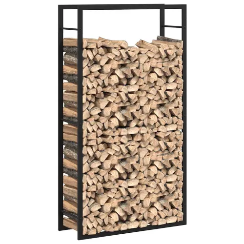 Stalak za drva za ogrjev mat crni 80x28x154 cm čelik - Crna 80 x 28 x 154 cm Cijena