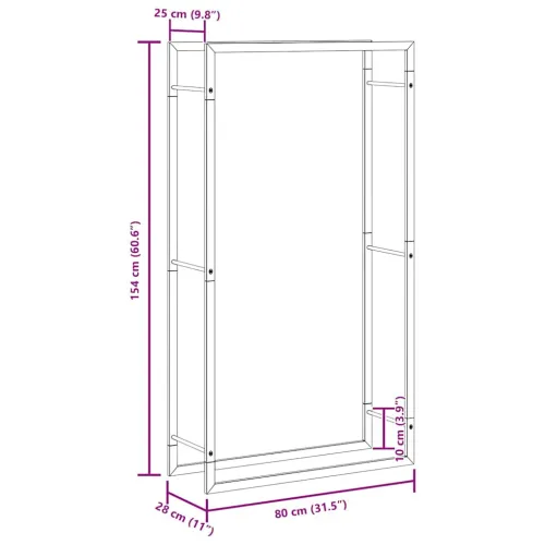 Stalak za drva za ogrjev mat crni 80x28x154 cm čelik - Crna 80 x 28 x 154 cm Cijena
