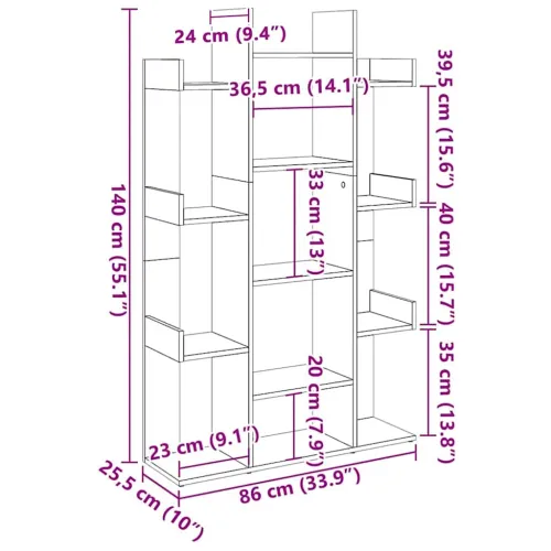 Ormarić za knjige boja hrasta 86x25,5x140 cm konstruirano drvo - Sivi hrast sonoma 86 cm Cijena