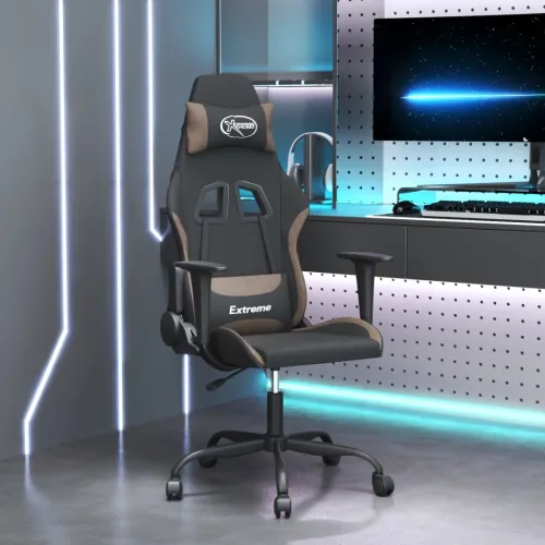 Gaming stolica od tkanine crna i Smeđe-siva - Crna i smeđesiva Bez naslona za noge Cijena