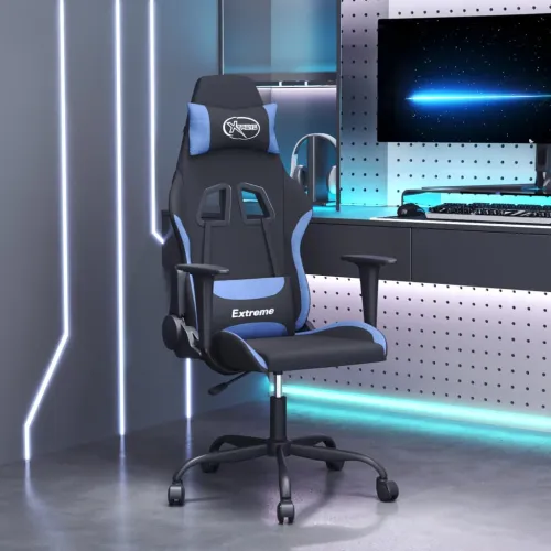 Gaming stolica crno-plava od tkanina - Crna i plava Bez naslona za noge Cijena