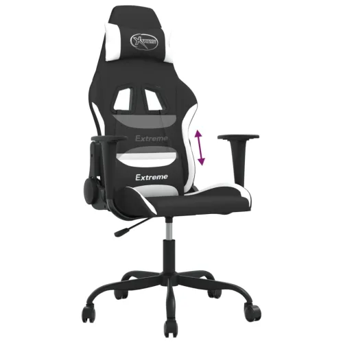 Gaming stolica od tkanine crna i Bijela - Crno-bijelo Bez naslona za noge Cijena