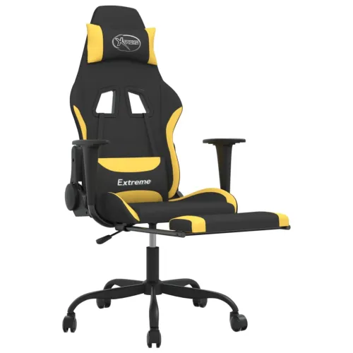 Gaming stolica od tkanine s osloncem za noge crna-Žuta - Crna i svjetložuta Sa naslonom za noge Cijena