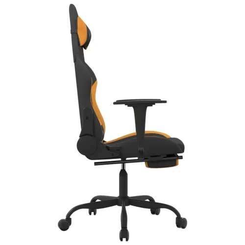 Gaming stolica od tkanine s osloncem crno-narančasta - Crna i tamnožuta Sa naslonom za noge Cijena