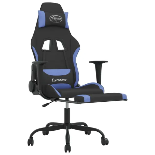 Gaming stolica od tkanine s osloncem za noge crna-Plava - Crna i plava Sa naslonom za noge Cijena