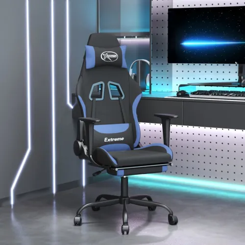Gaming stolica od tkanine s osloncem za noge crna-Plava - Crna i plava Sa naslonom za noge Cijena