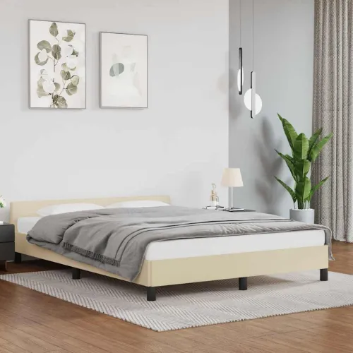 Okvir kreveta s uzglavljem bez madraca krem 140x190 cm - Krema 140 x 190 cm Cijena