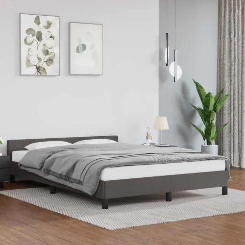 Okvir kreveta s uzglavljem bez madraca sivi 140x190 cm - Siva 140 x 190 cm Cijena