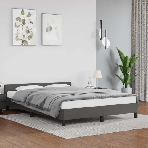Okvir kreveta s uzglavljem bez madraca sivi 140x200 cm - Siva 140 x 200 cm Cijena