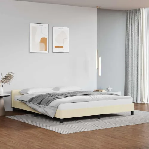 Okvir kreveta s uzglavljem bez madraca krem 160x200 cm - Krema 160 x 200 cm Cijena