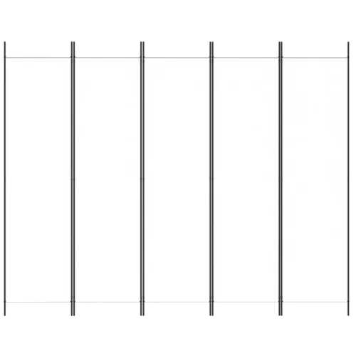 Paravan - Sobna pregrada s 5 panela bijela 250 x 200 cm od tkanine - Bijela 250 x 200 cm Cijena
