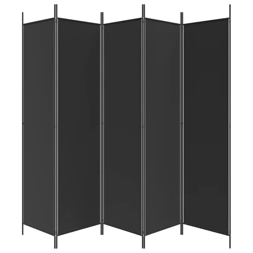 Paravan - Sobna pregrada s 5 panela crna 250x200 cm od tkanine - Crna 250 x 200 cm Cijena