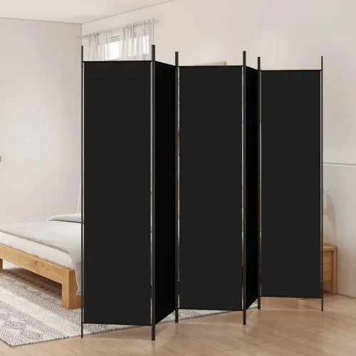Paravan - Sobna pregrada s 5 panela crna 250x200 cm od tkanine - Crna 250 x 200 cm Cijena