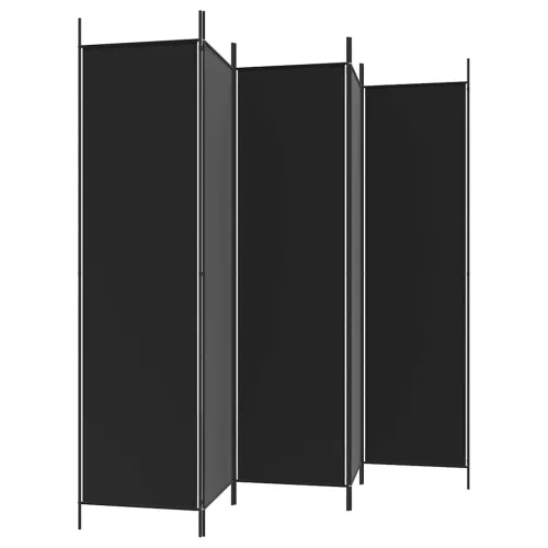 Paravan - Sobna pregrada s 5 panela crna 250x200 cm od tkanine - Crna 250 x 200 cm Cijena