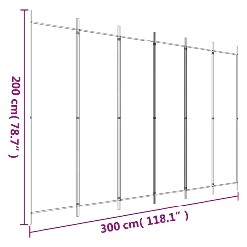 Paravan - Sobna pregrada s 6 panela bijela 300x200 cm od tkanine - Bijela 300 x 200 cm Cijena