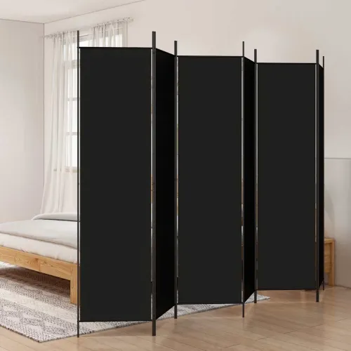 Paravan - Sobna pregrada s 6 panela crna 300x200 cm od tkanine - Crna 300 x 200 cm Cijena
