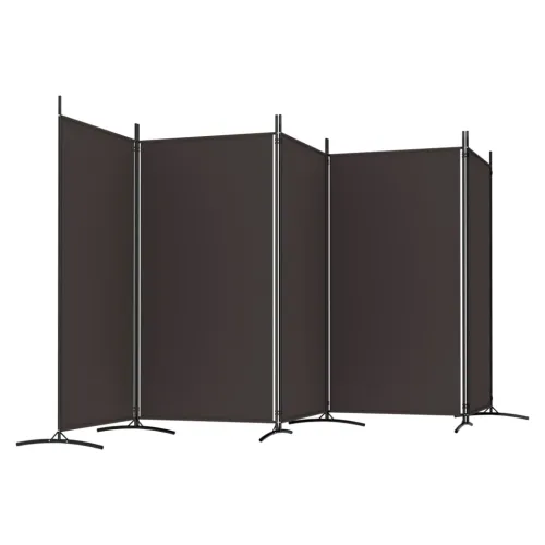 Paravan - Sobna pregrada s 5 panela smeđa 433x180 cm od tkanine - Smeđa 433 x 180 cm Cijena